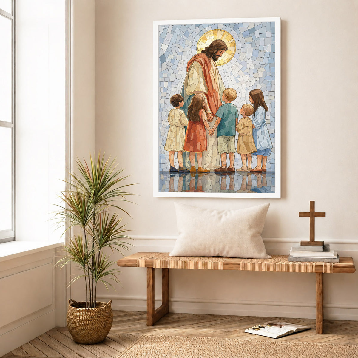 Jesus With Little Children Mosaic Poster/Canvas