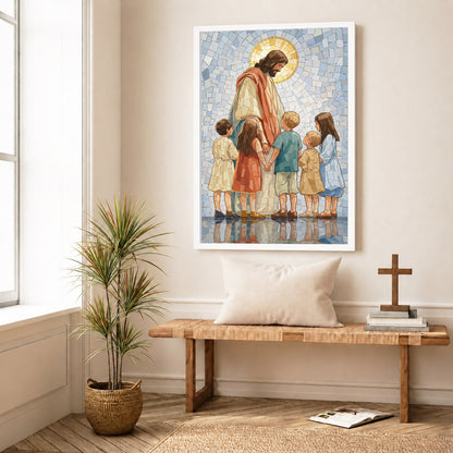 Jesus With Little Children Mosaic Poster/Canvas