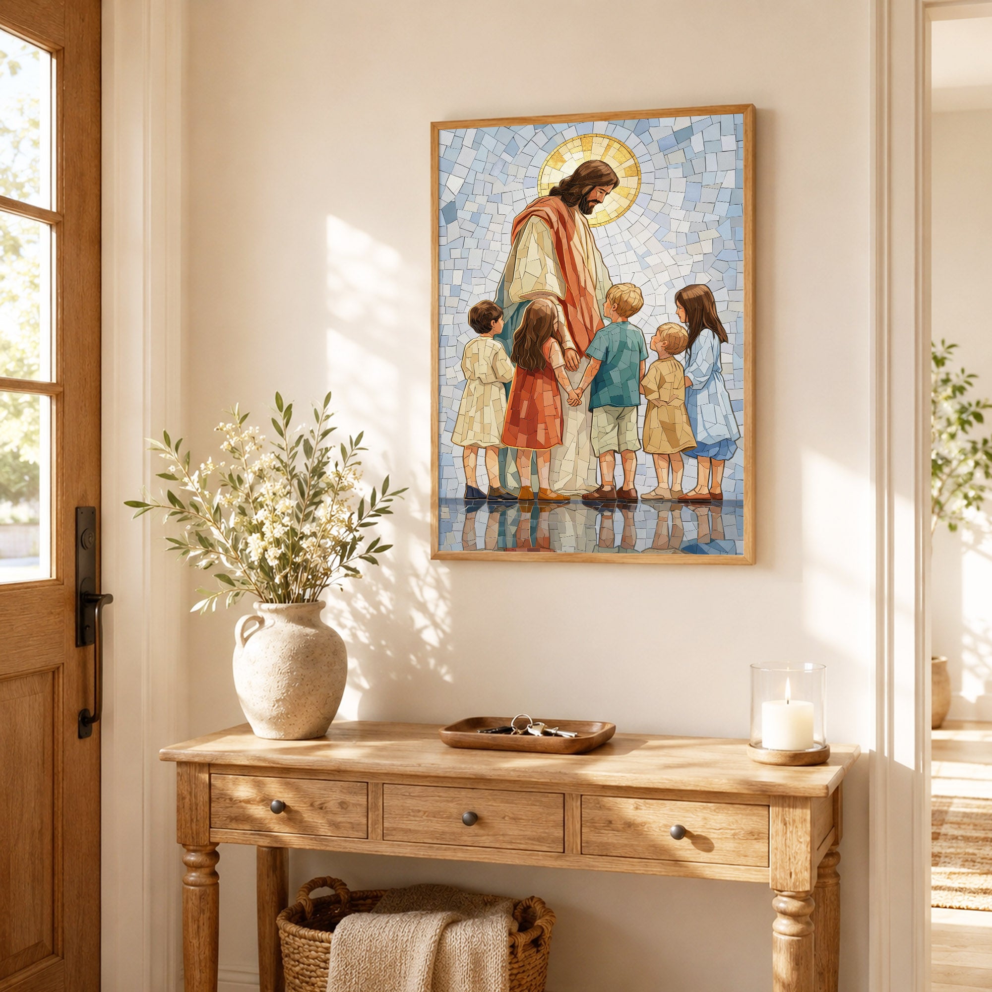 Jesus With Little Children Mosaic Poster/Canvas