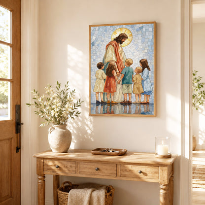 Jesus With Little Children Mosaic Poster/Canvas