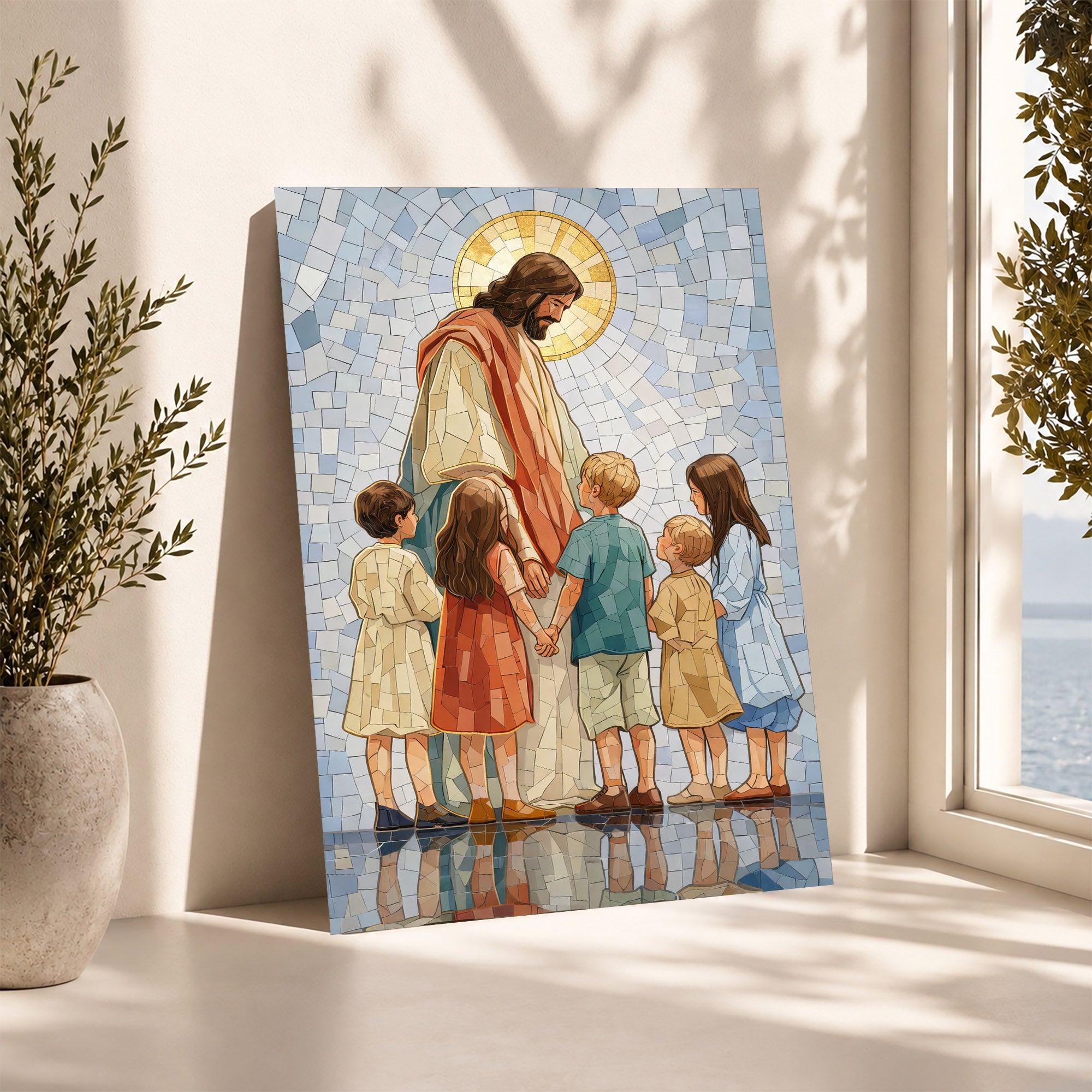 Jesus With Little Children Mosaic Poster/Canvas