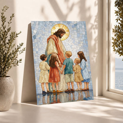 Jesus With Little Children Mosaic Poster/Canvas