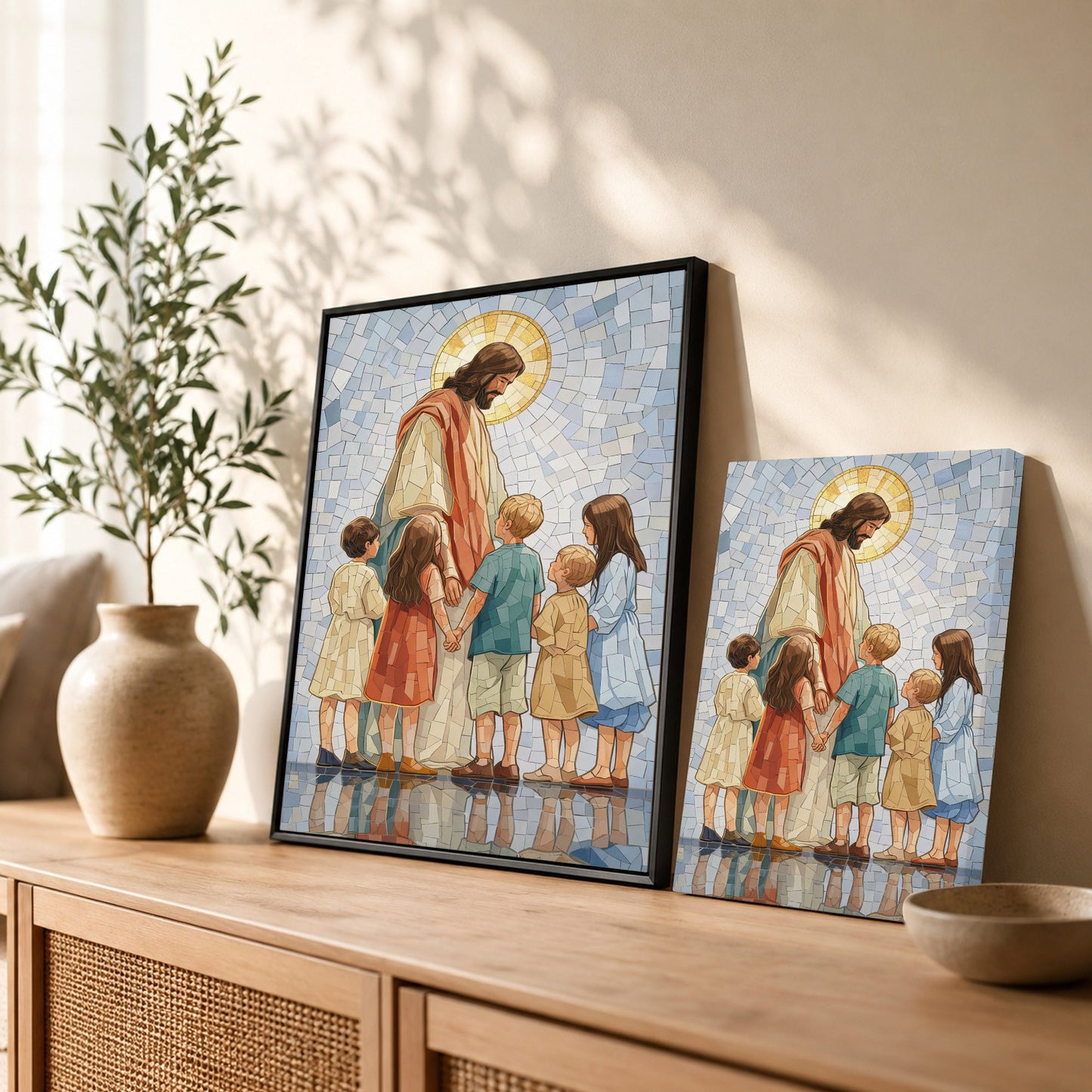 Jesus With Little Children Mosaic Poster/Canvas
