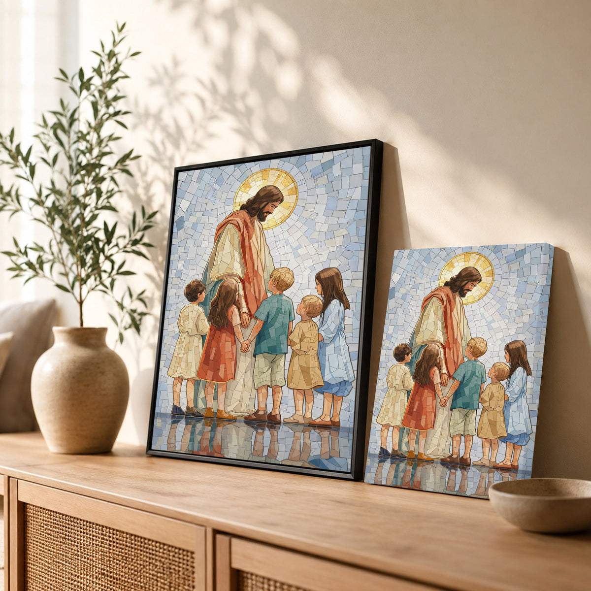 Jesus With Little Children Mosaic Poster/Canvas
