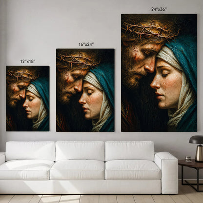Jesus & Mary Sacred Sorrow Wall Art – Crown of Thorns Christian Poster/Canvas