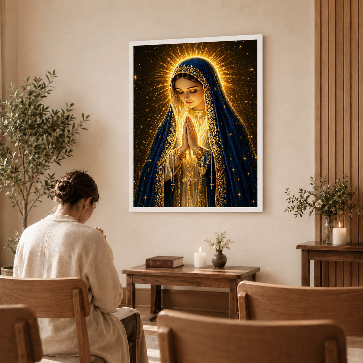 Blessed Virgin Mary Divine Light Art Print Poster/Canvas