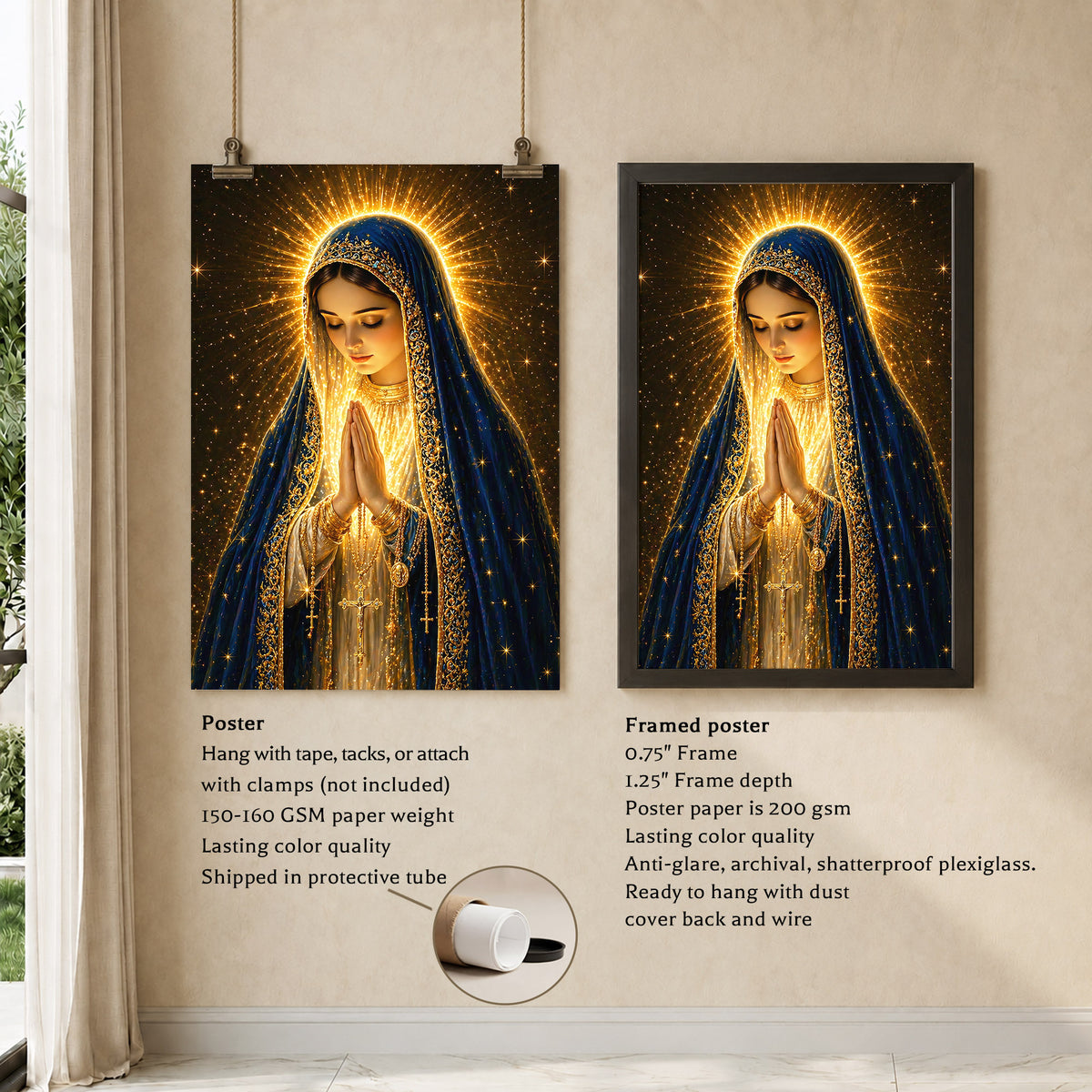 Blessed Virgin Mary Divine Light Art Print Poster/Canvas