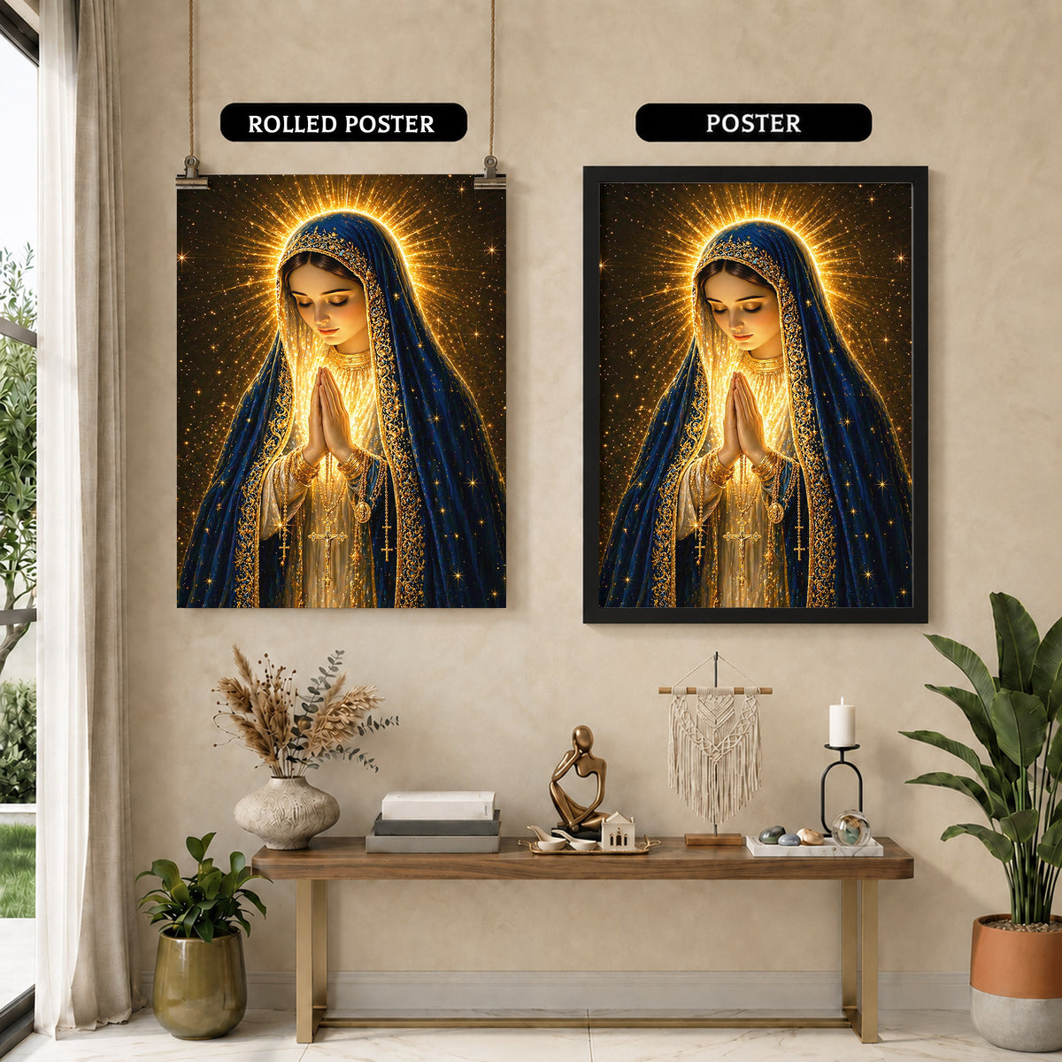 Blessed Virgin Mary Divine Light Art Print Poster/Canvas