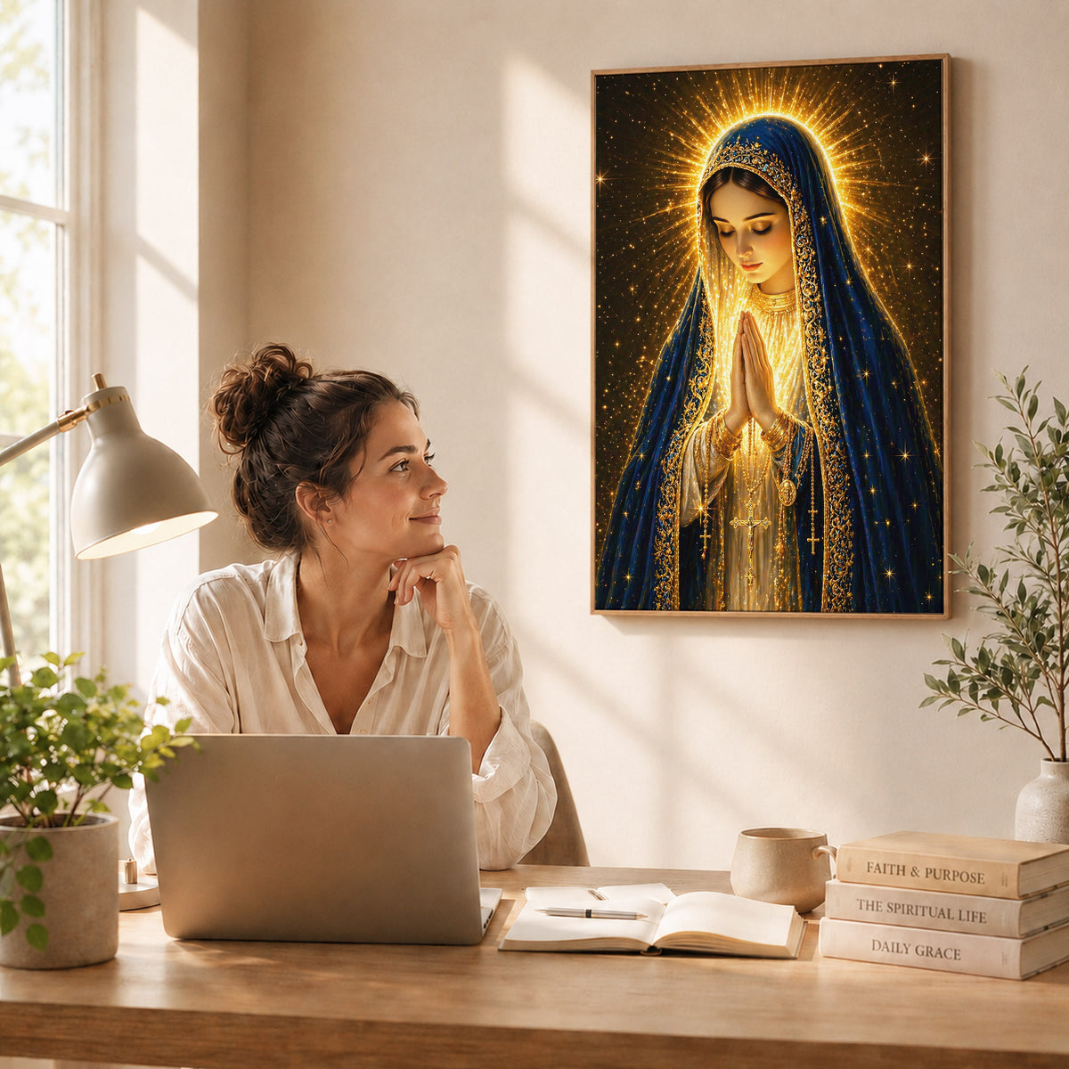 Blessed Virgin Mary Divine Light Art Print Poster/Canvas