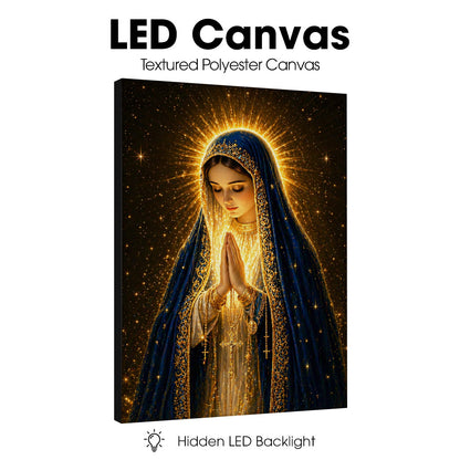 LED Mother Mary Prayer Canvas/Mica – Christian Wall Art with Hidden Backlight