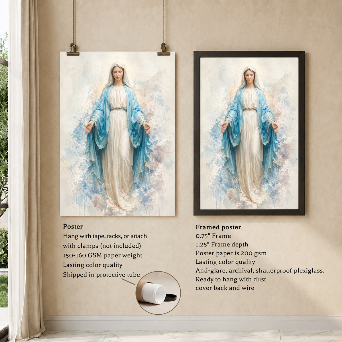 Immaculate Virgin Mary Art Print Poster/Canvas