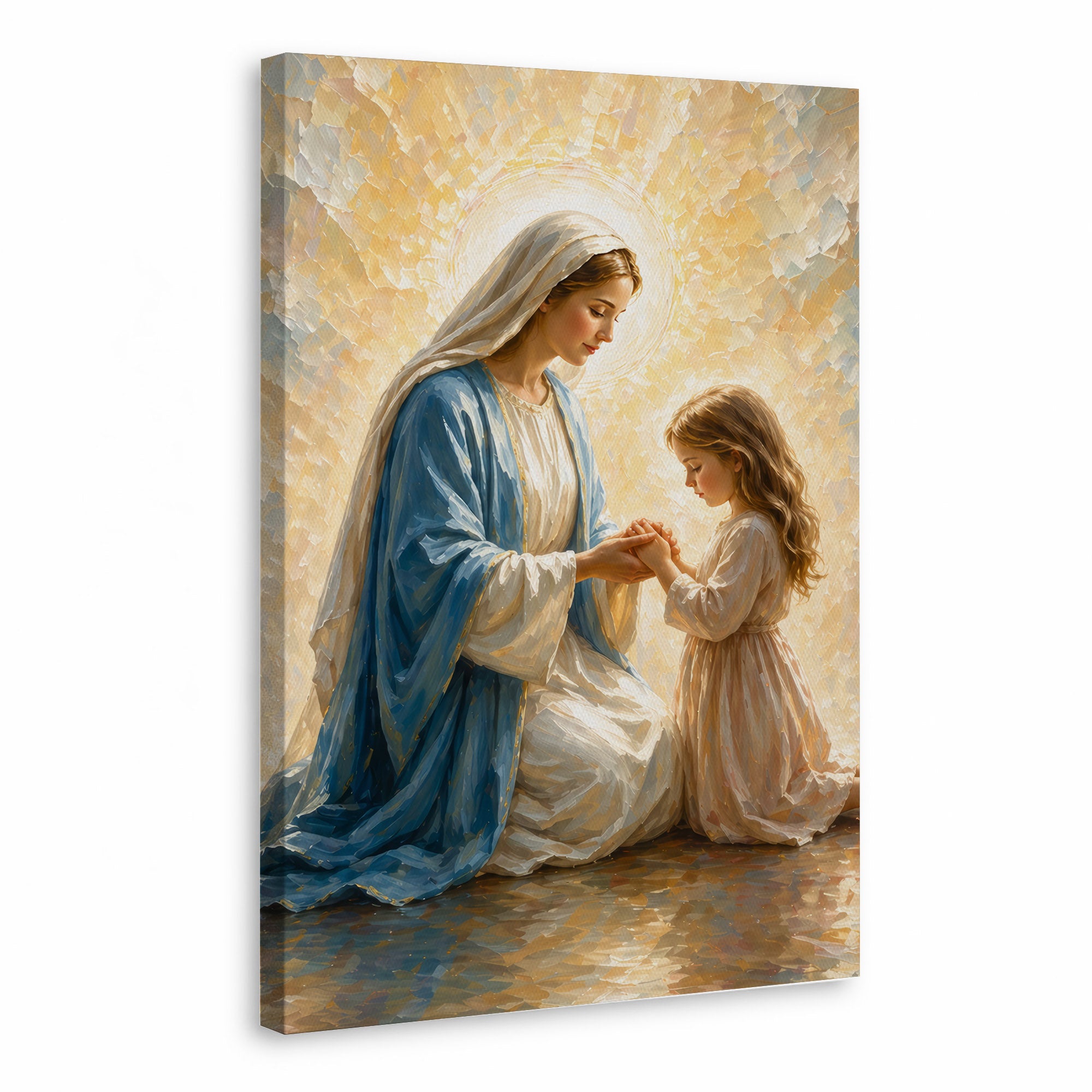 Blessed Mother Teaching a Child to Pray Poster/Canvas