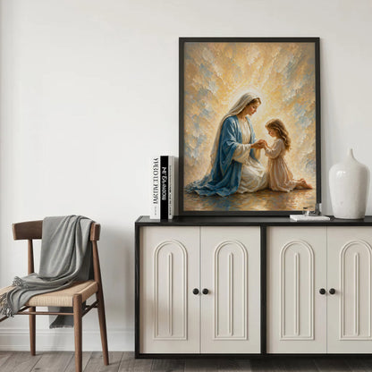 Blessed Mother Teaching a Child to Pray Poster/Canvas