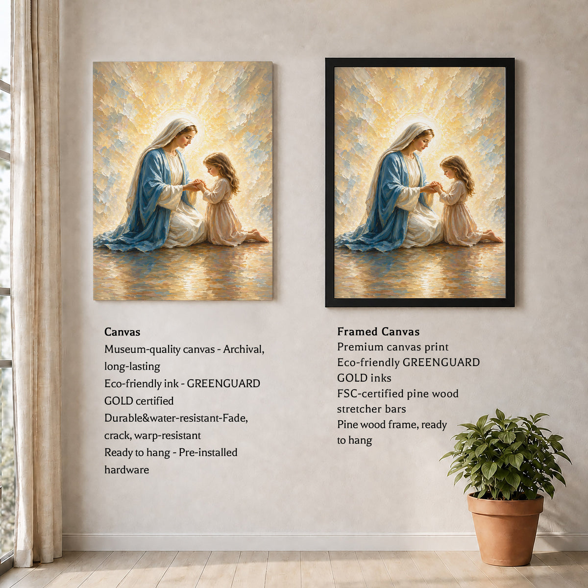 Blessed Mother Teaching a Child to Pray Poster/Canvas