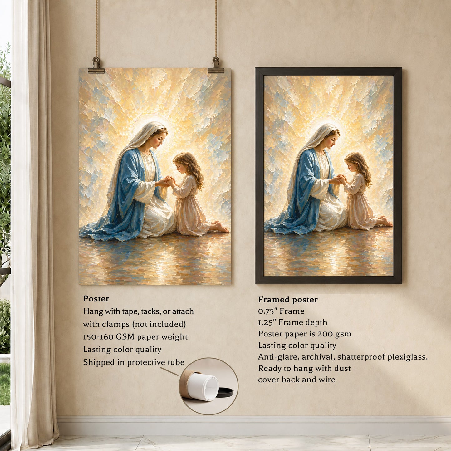 Blessed Mother Teaching a Child to Pray Poster/Canvas