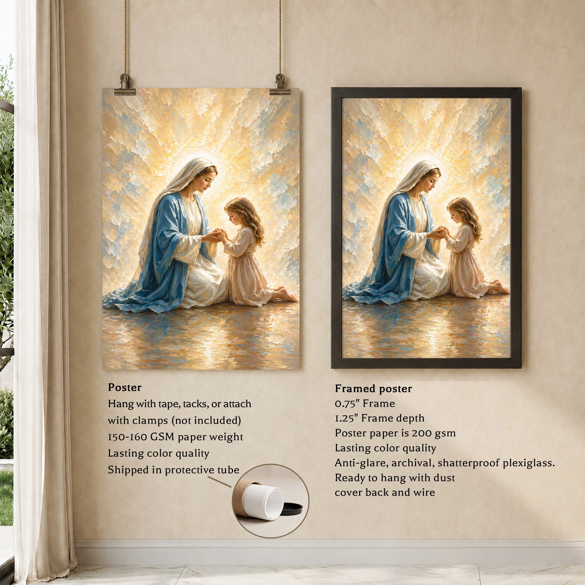 Blessed Mother Teaching a Child to Pray Poster/Canvas