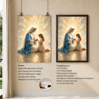 Blessed Mother Teaching a Child to Pray Poster/Canvas