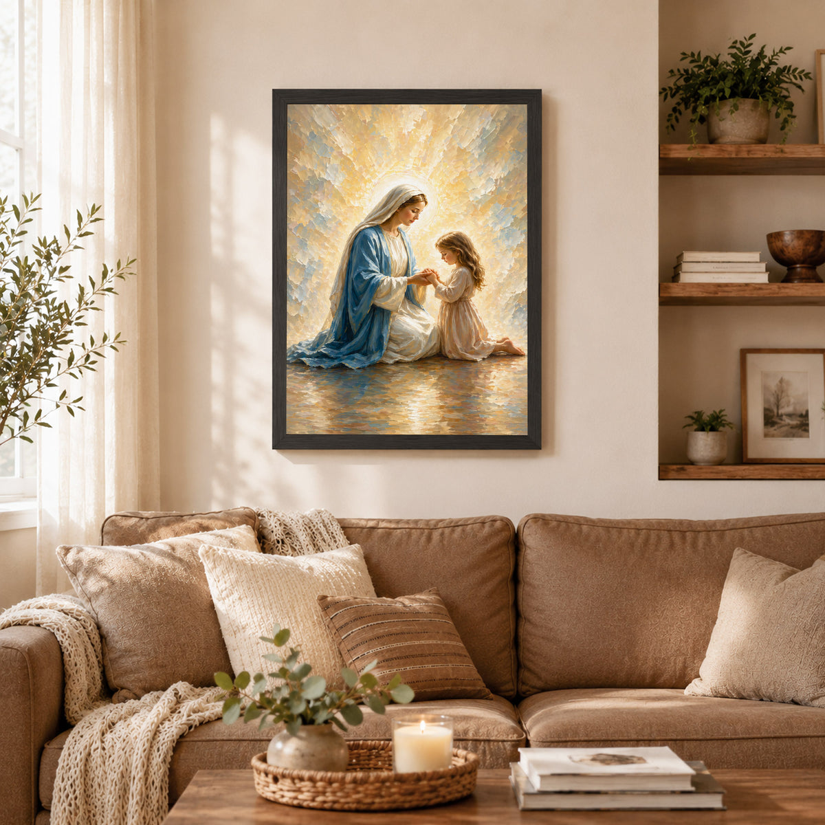 Blessed Mother Teaching a Child to Pray Poster/Canvas