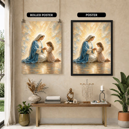 Blessed Mother Teaching a Child to Pray Poster/Canvas