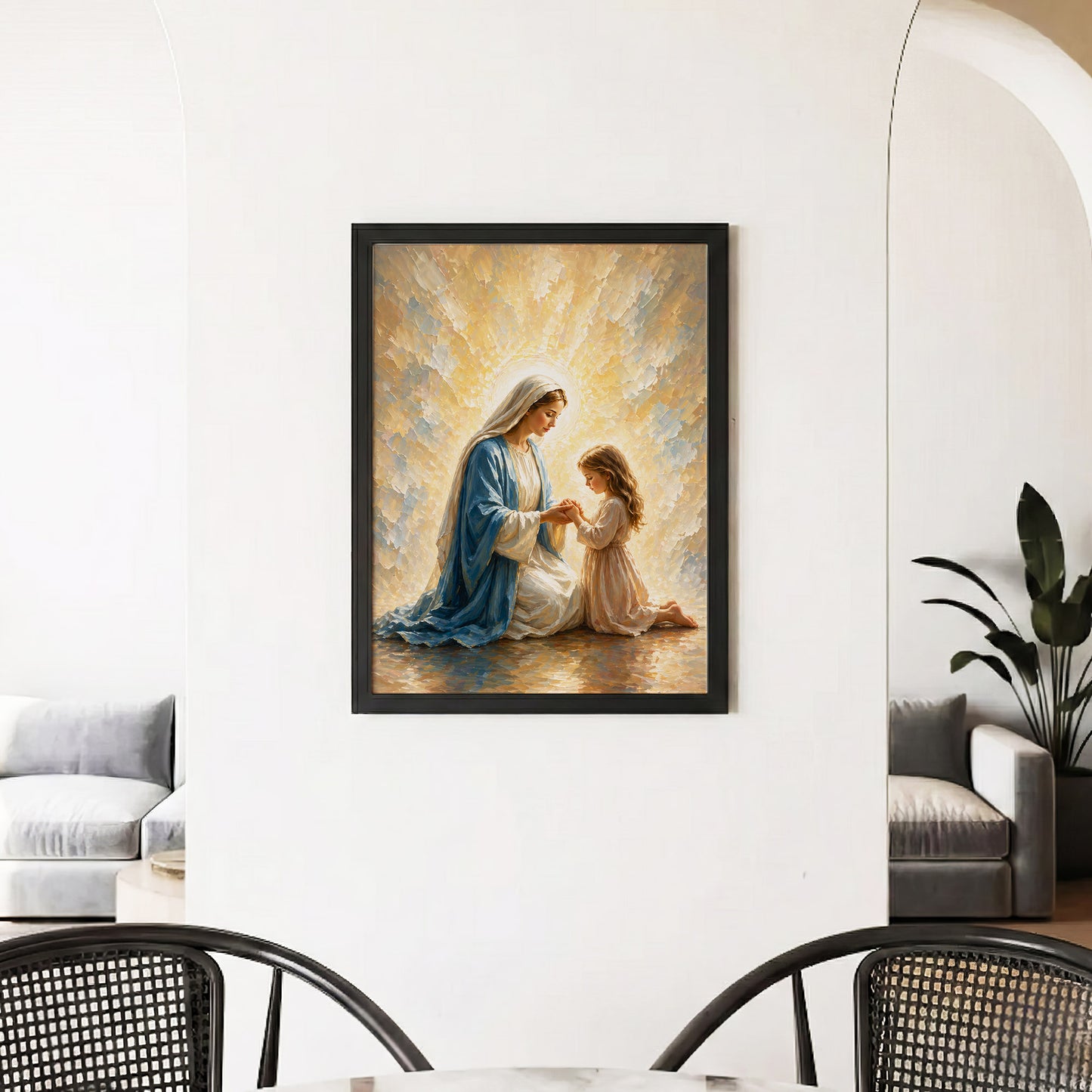 Blessed Mother Teaching a Child to Pray Poster/Canvas