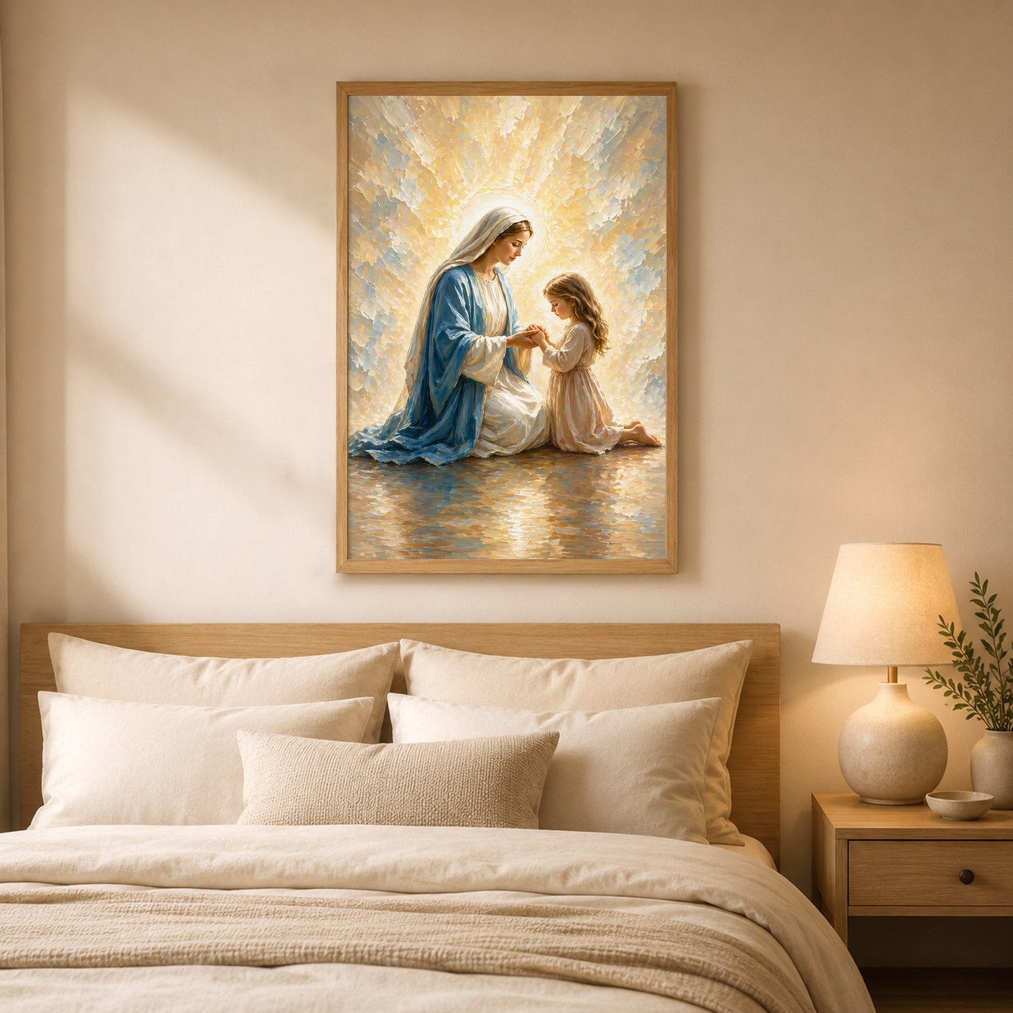 Blessed Mother Teaching a Child to Pray Poster/Canvas