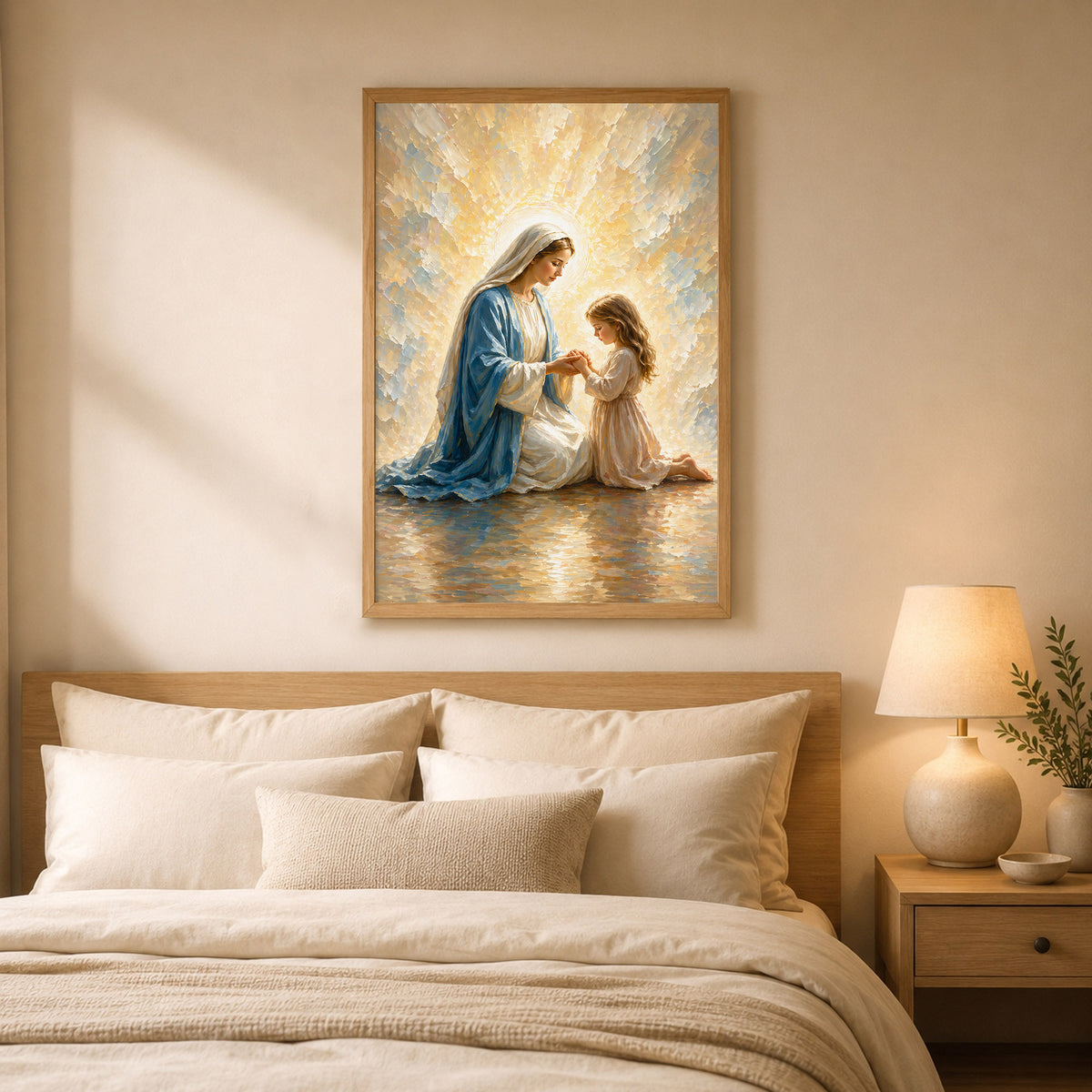 Blessed Mother Teaching a Child to Pray Poster/Canvas