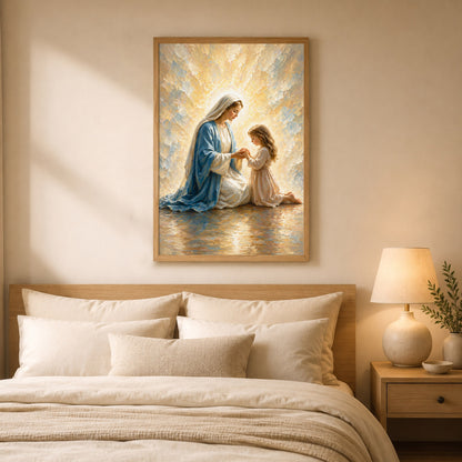 Blessed Mother Teaching a Child to Pray Poster/Canvas
