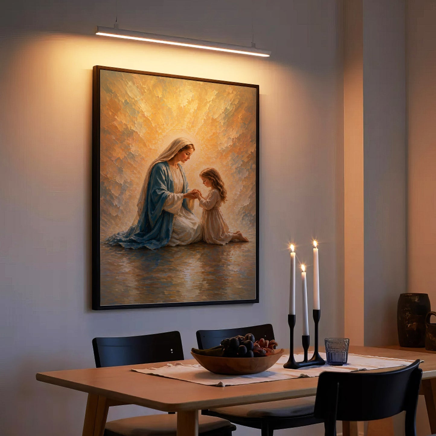 Blessed Mother Teaching a Child to Pray Poster/Canvas
