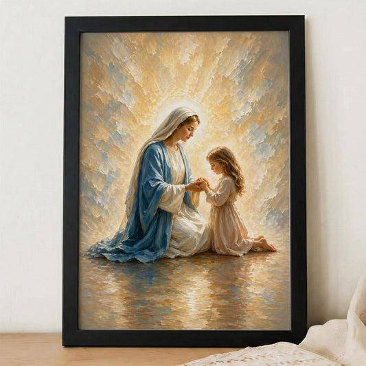 Virgin Mary Blessing Child Christian Art Print Poster/Canvas