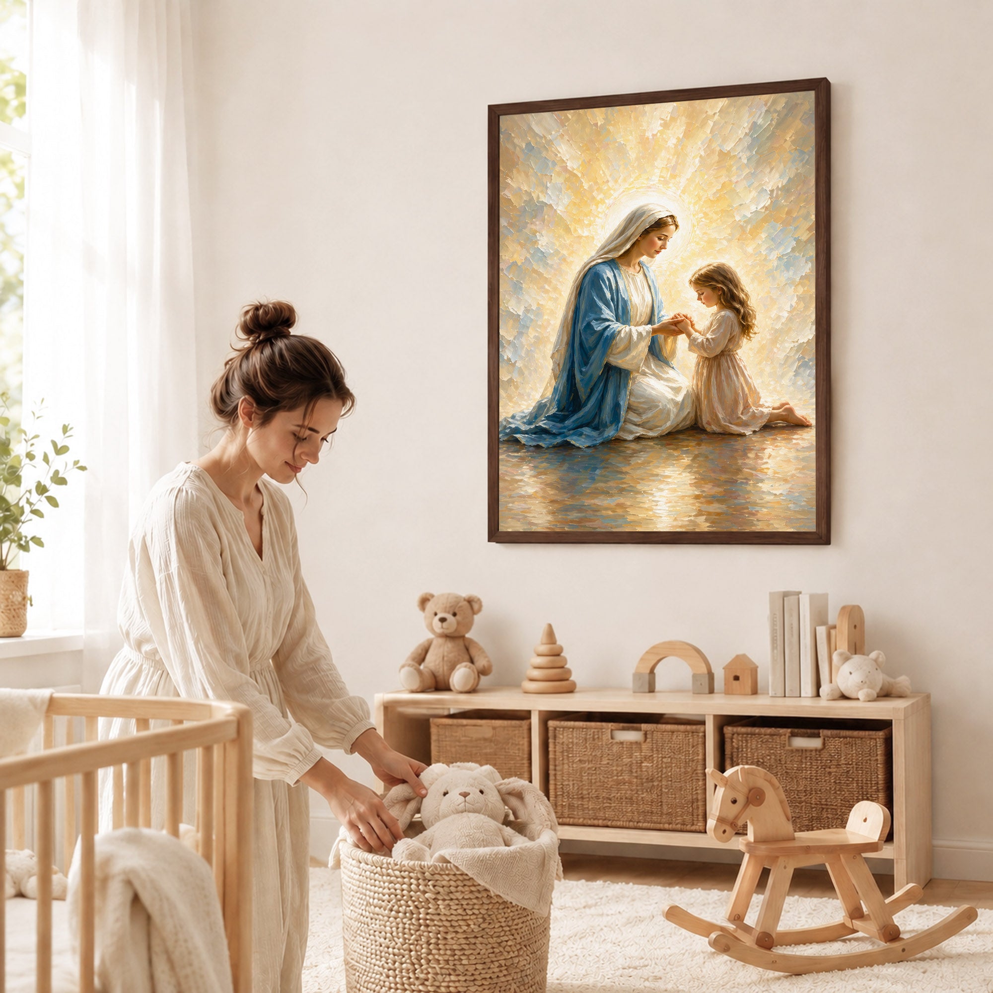 Blessed Mother Teaching a Child to Pray Poster/Canvas