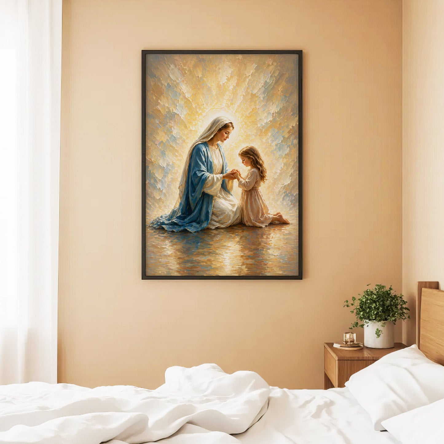 Blessed Mother Teaching a Child to Pray Poster/Canvas