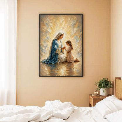 Blessed Mother Teaching a Child to Pray Poster/Canvas
