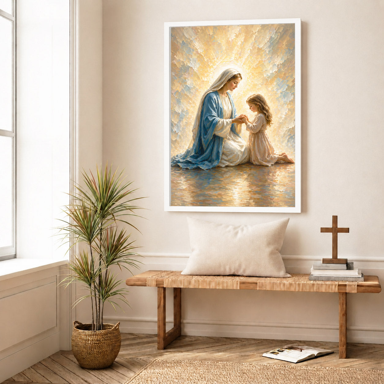Blessed Mother Teaching a Child to Pray Poster/Canvas