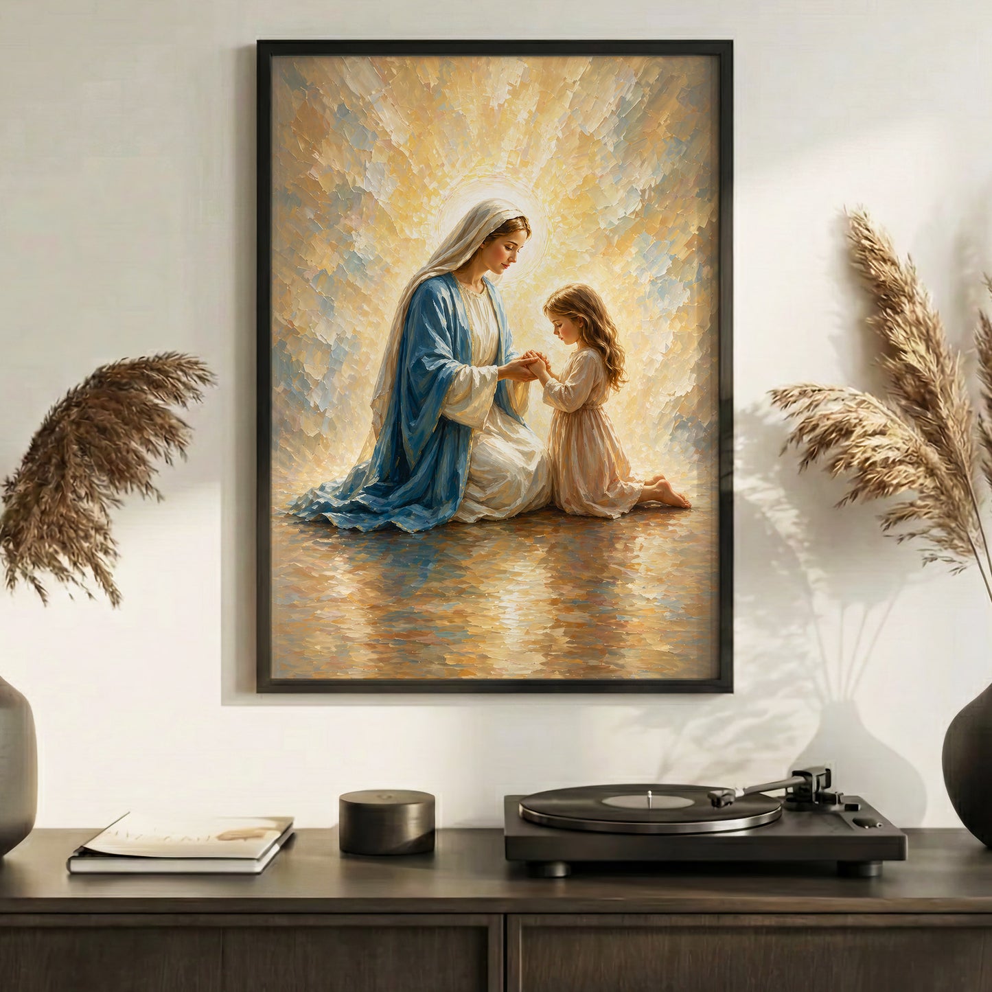 Blessed Mother Teaching a Child to Pray Poster/Canvas