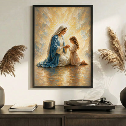 Blessed Mother Teaching a Child to Pray Poster/Canvas