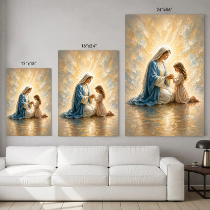 Blessed Mother Teaching a Child to Pray Poster/Canvas
