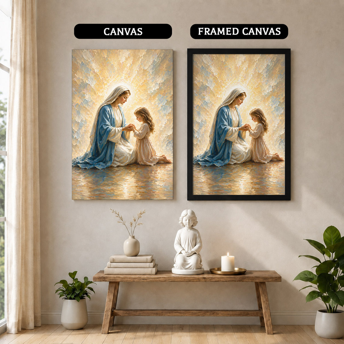 Blessed Mother Teaching a Child to Pray Poster/Canvas