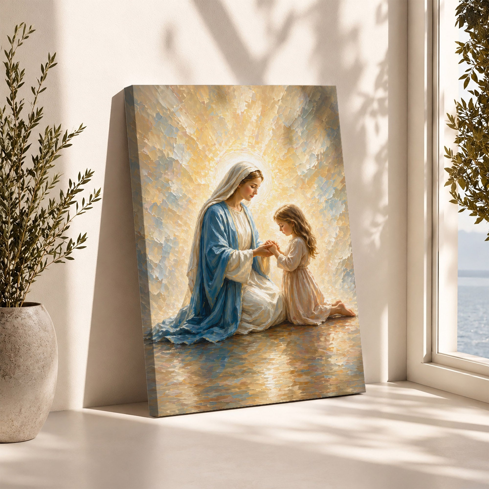 Blessed Mother Teaching a Child to Pray Poster/Canvas