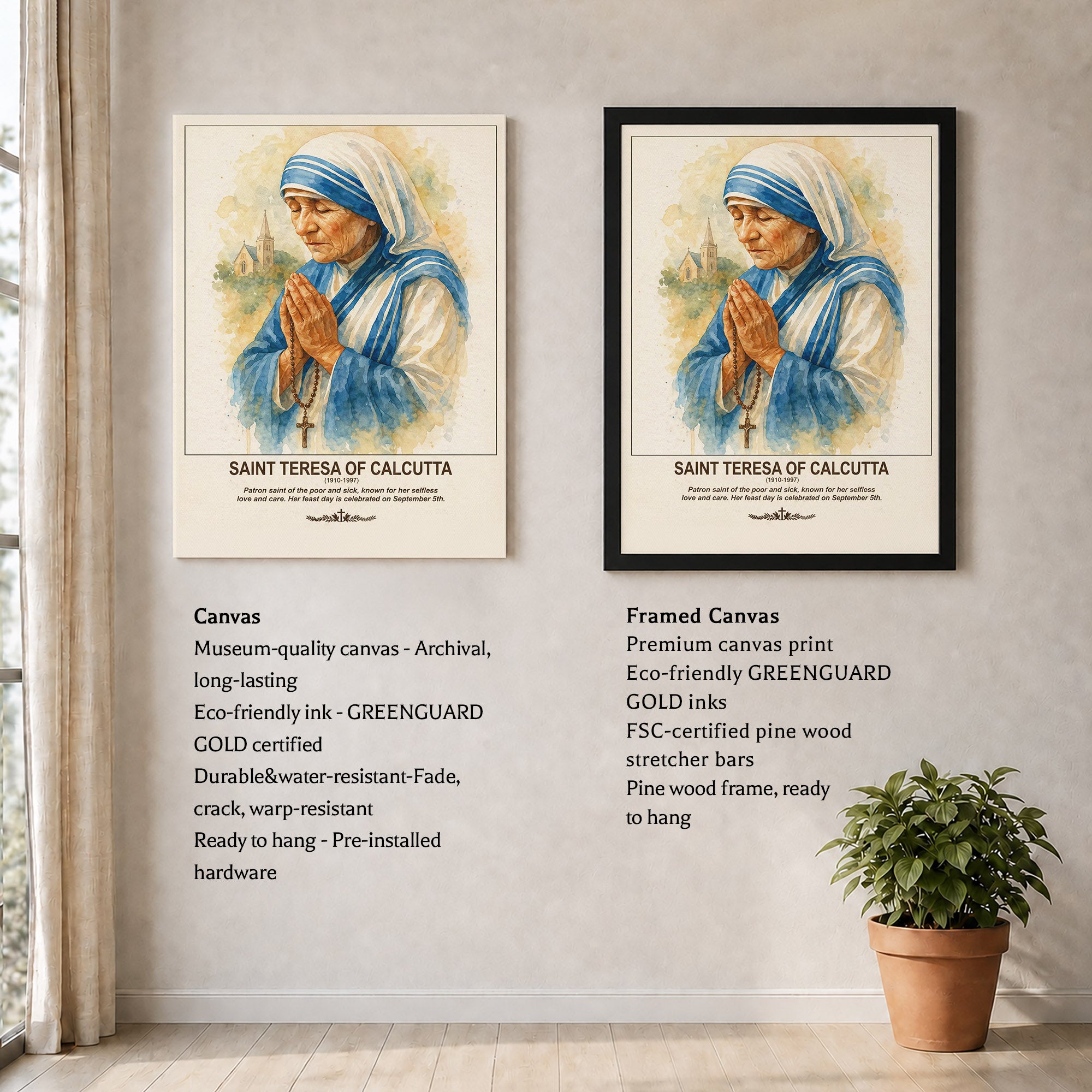 Saint Teresa of Calcutta Prayer and Compassion Poster/Canvas