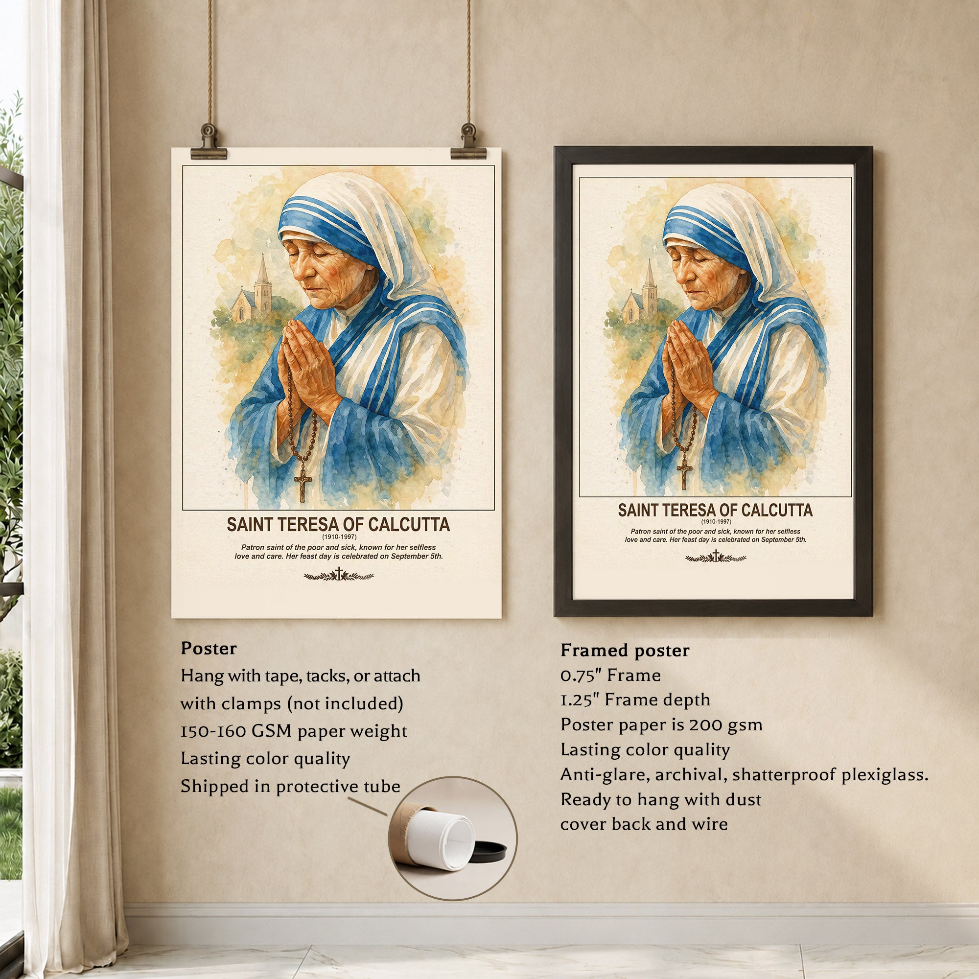 Saint Teresa of Calcutta Prayer and Compassion Poster/Canvas
