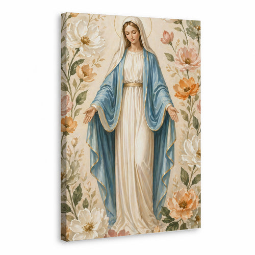 Floral Virgin Mary Grace Art Print Poster/Canvas