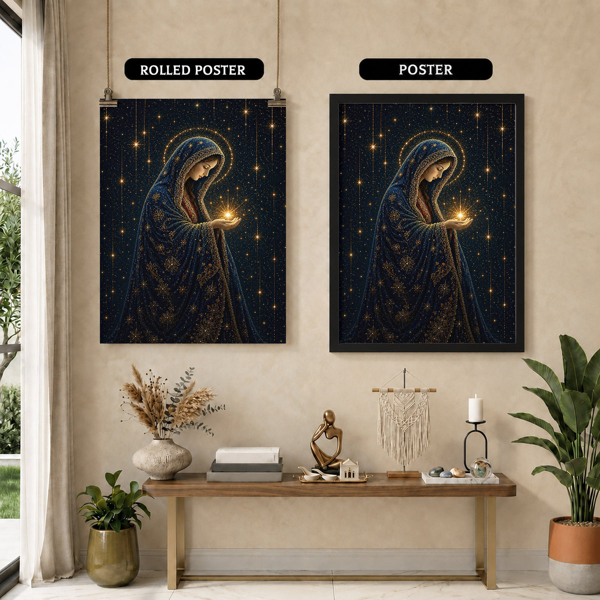 Virgin Mary Holding the Light of Heaven Poster/Canvas