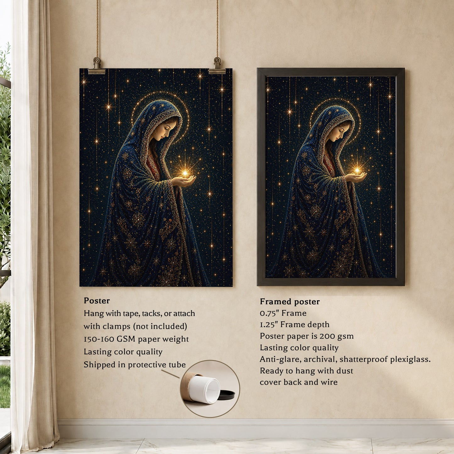 Virgin Mary Holding the Light of Heaven Poster/Canvas