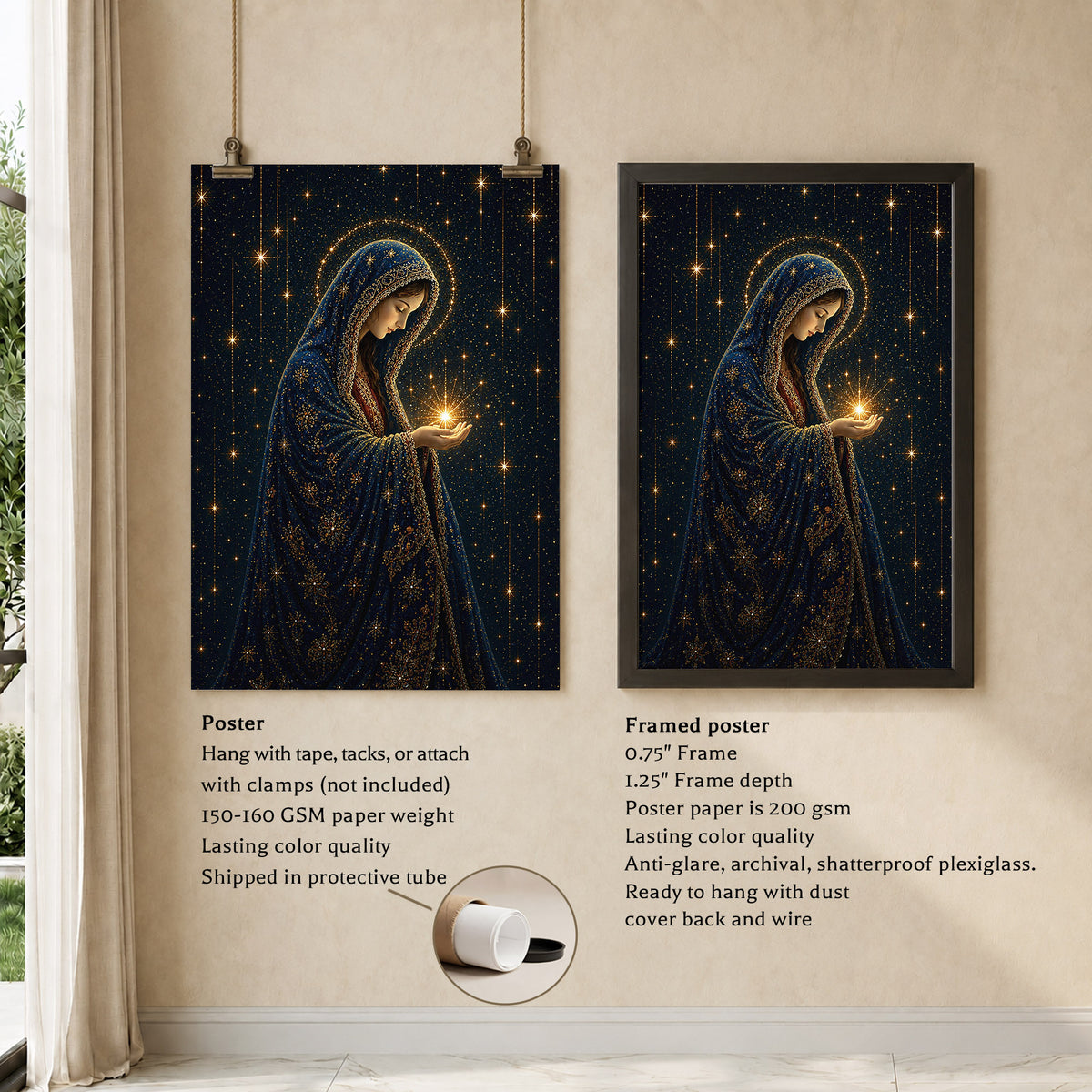 Virgin Mary Holding the Light of Heaven Poster/Canvas