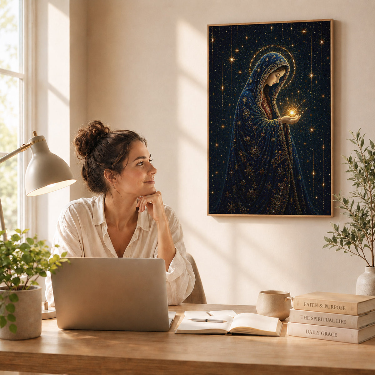 Virgin Mary Holding the Light of Heaven Poster/Canvas