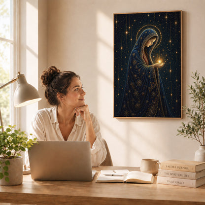 Virgin Mary Holding the Light of Heaven Poster/Canvas