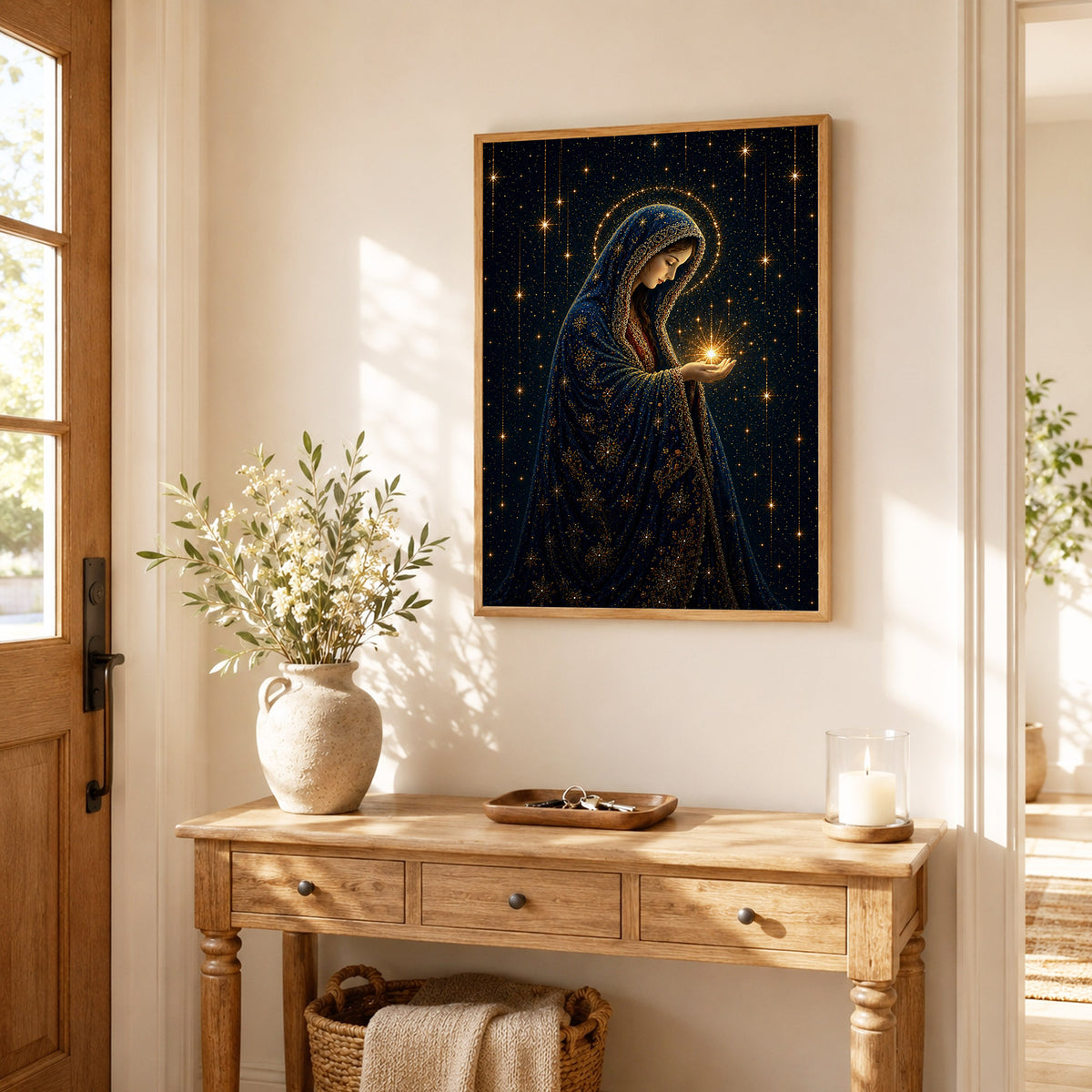 Virgin Mary Holding the Light of Heaven Poster/Canvas