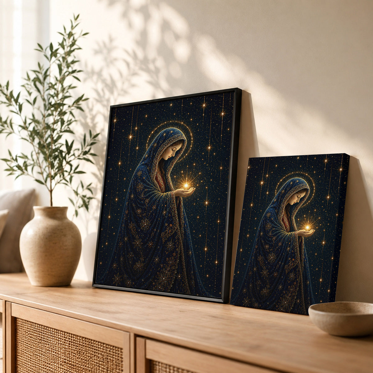 Virgin Mary Holding the Light of Heaven Poster/Canvas