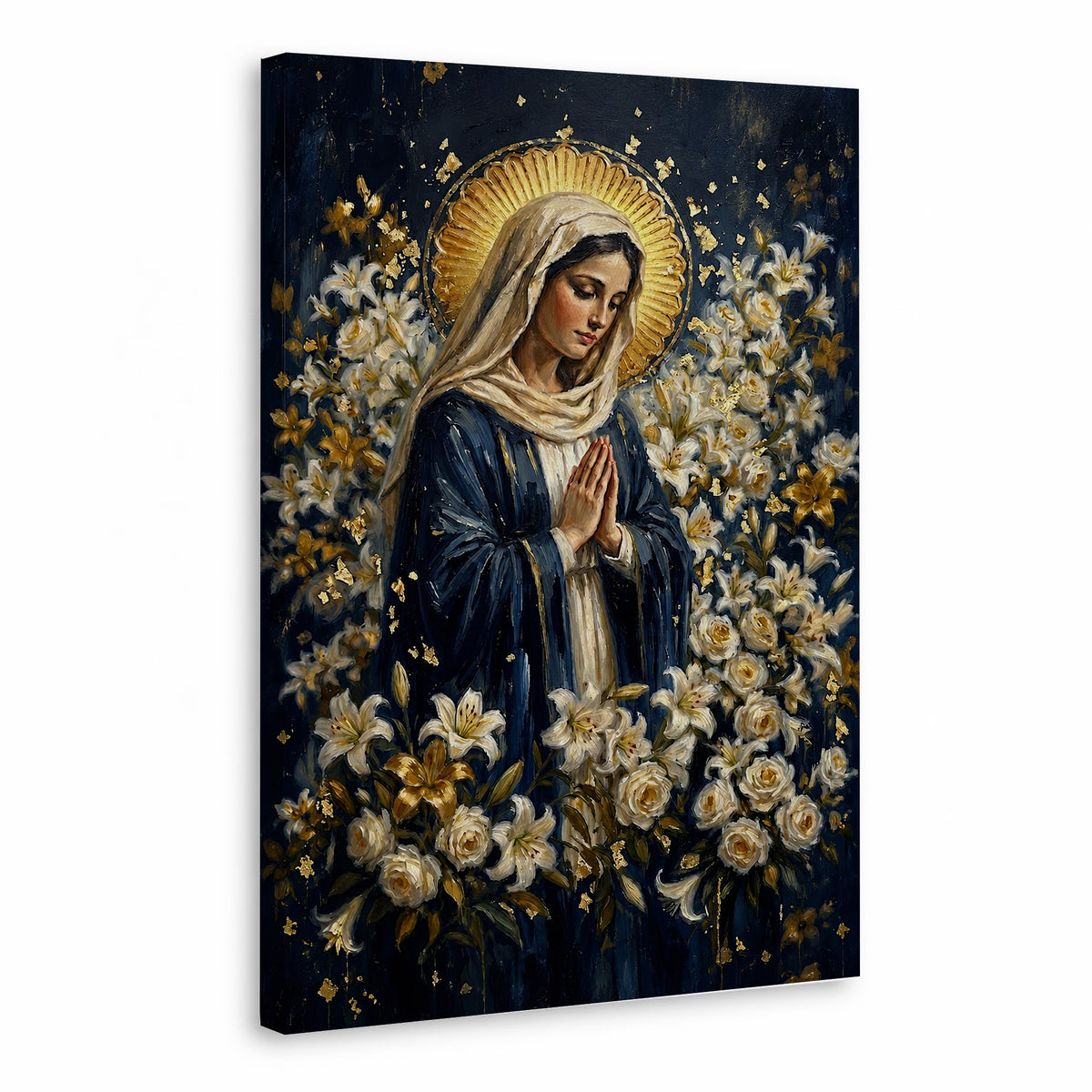 Blessed Mother Surrounded by Lilies Poster/Canvas