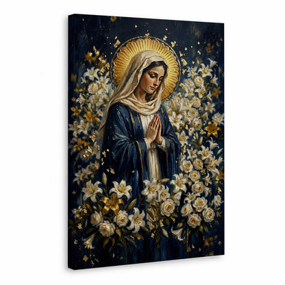 Blessed Mother Surrounded by Lilies Poster/Canvas